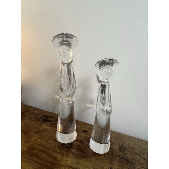 2 Vtg Clear 24% Lead Crystal Glass Angel Figurines  11”  & 9” Japan Christmas - Picture 14 of 16